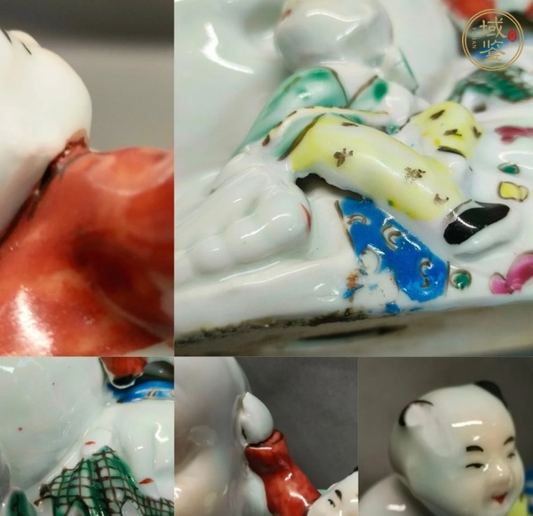 古玩陶瓷五子鬧佛粉彩塑像真品鑒賞圖