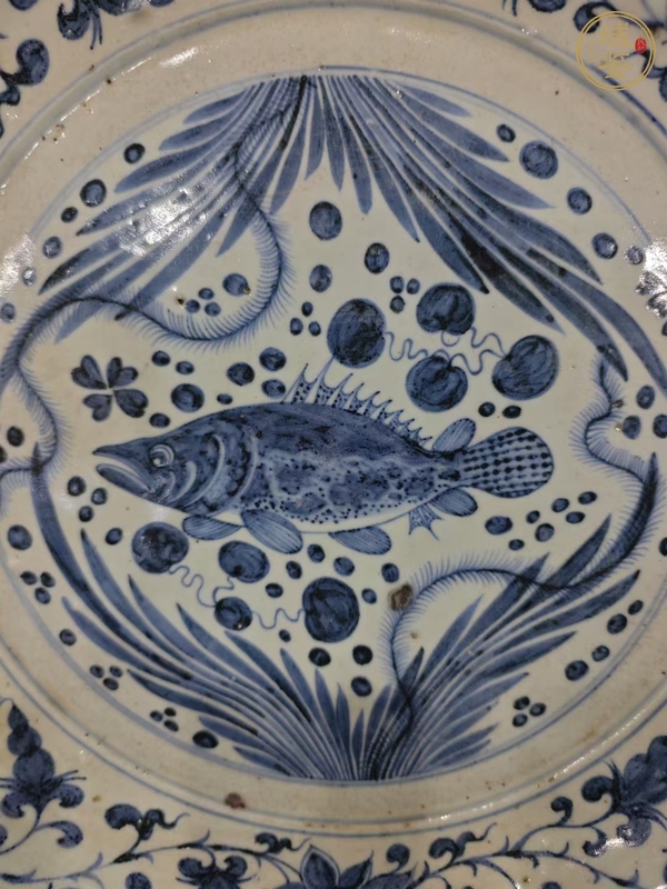古玩陶瓷青花魚藻紋盤真品鑒賞圖