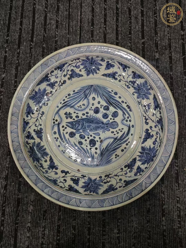 古玩青花魚藻紋盤真品鑒賞圖