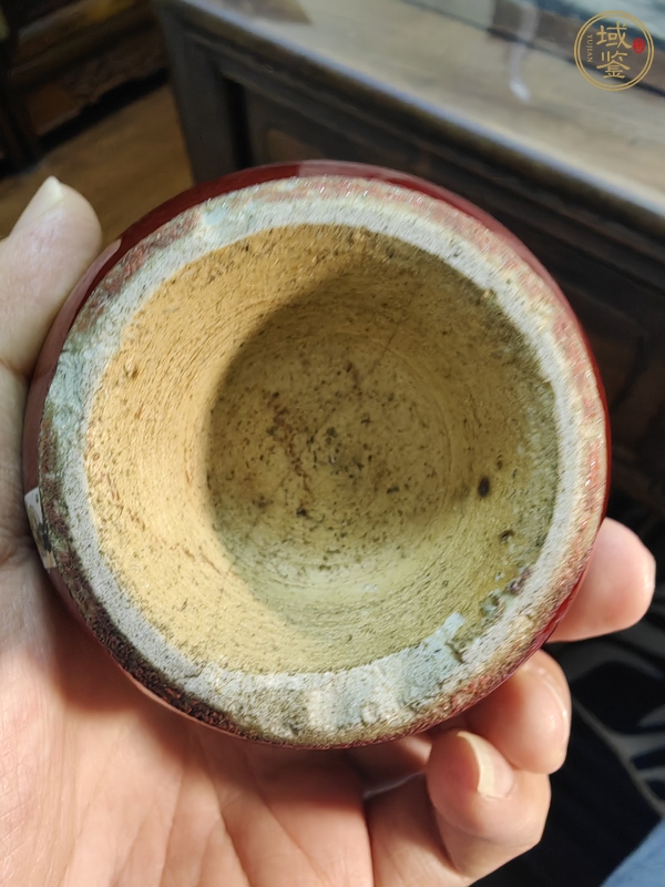 古玩窯變紅釉撇口瓶標本真品鑒賞圖