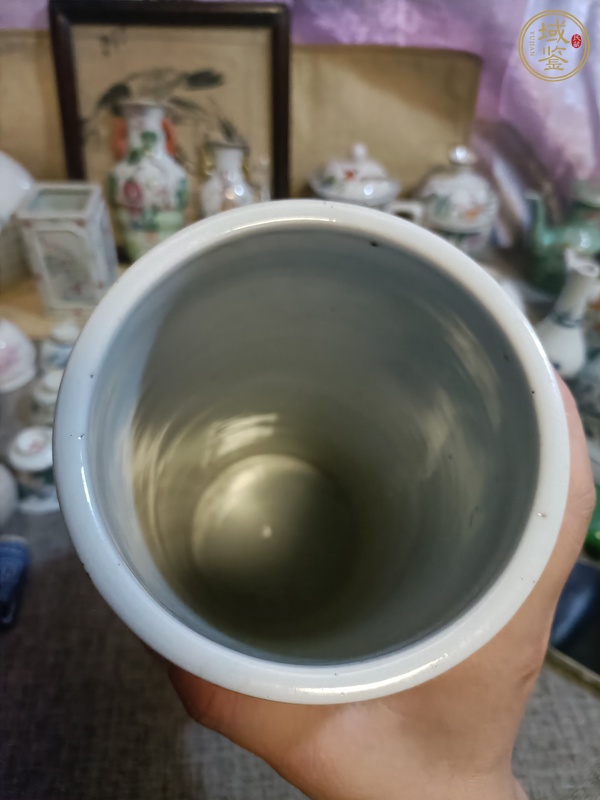 古玩陶瓷油粉彩人物故事紋帽筒真品鑒賞圖