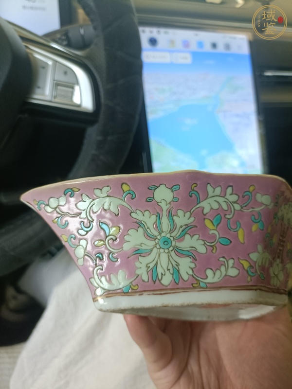 古玩陶瓷粉彩福壽紋蝠形盤真品鑒賞圖