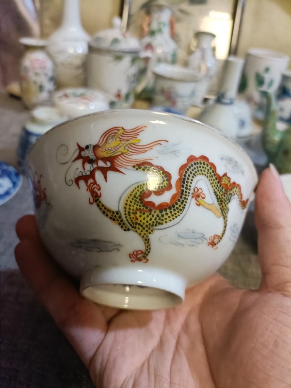 古玩陶瓷民國“江西瓷業公司”粉彩龍紋茶碗拍賣,當前價格2888元