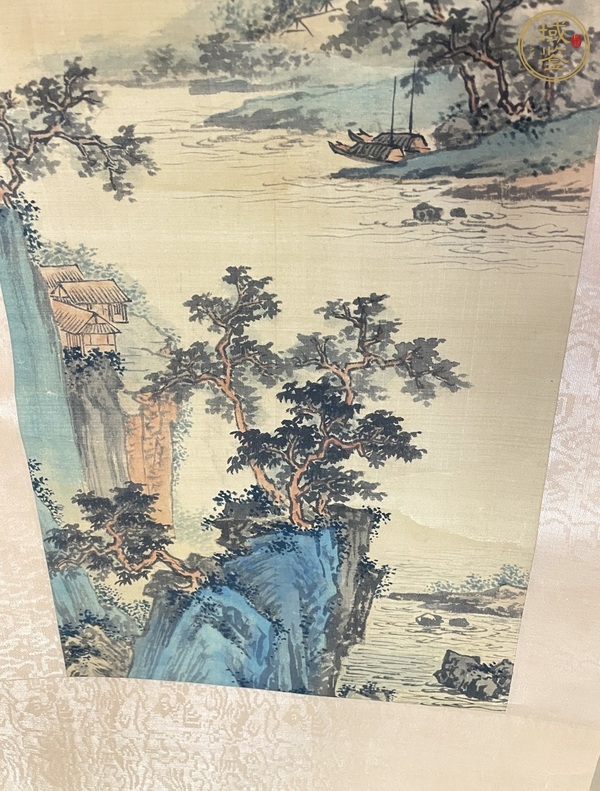 古玩字畫吳石漁青綠山水立軸真品鑒賞圖