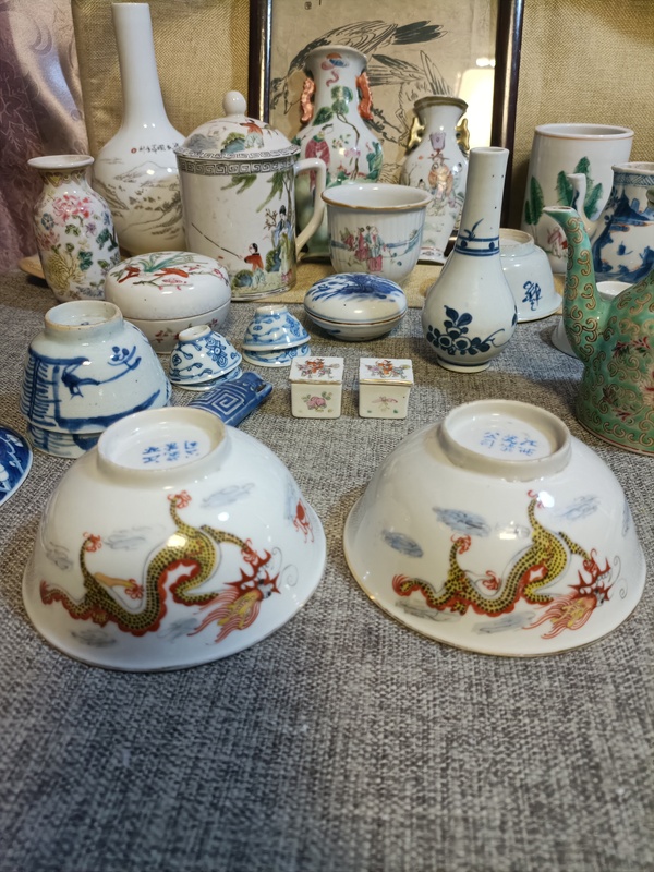 古玩陶瓷民國“江西瓷業公司”粉彩龍紋茶碗拍賣,當前價格2888元