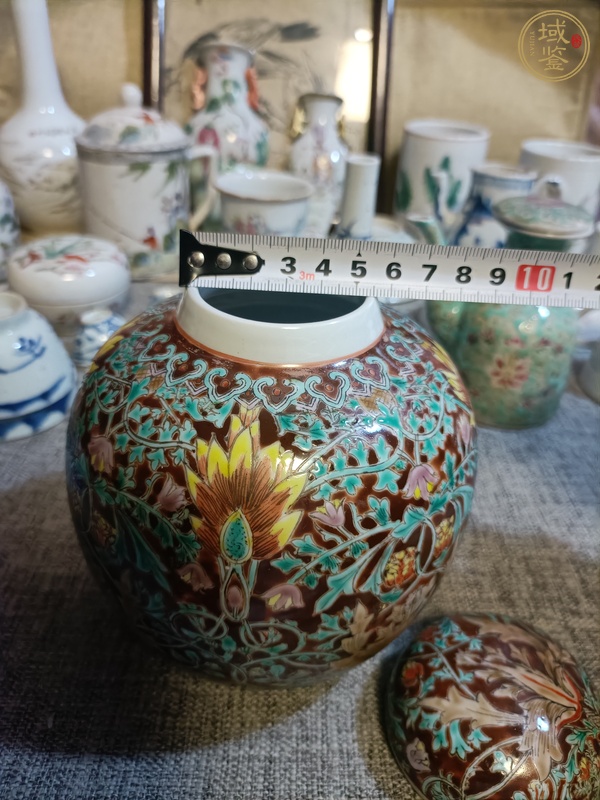 古玩陶瓷粉彩花卉紋蓋罐真品鑒賞圖