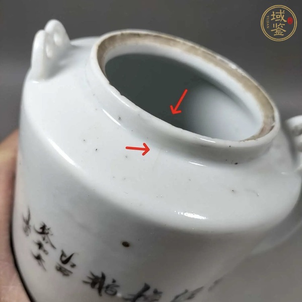 古玩陶瓷油粉彩人物故事紋茶壺真品鑒賞圖