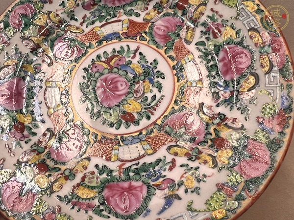 古玩陶瓷廣彩花卉紋盤真品鑒賞圖