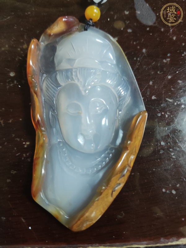 古玩玉器瑪瑙雕“觀音”掛件真品鑒賞圖