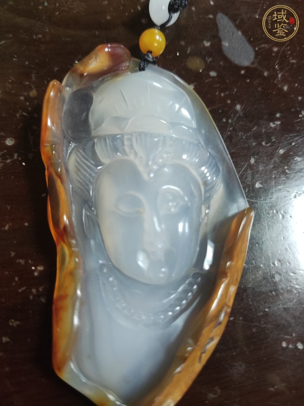 古玩玉器瑪瑙雕“觀音”掛件真品鑒賞圖