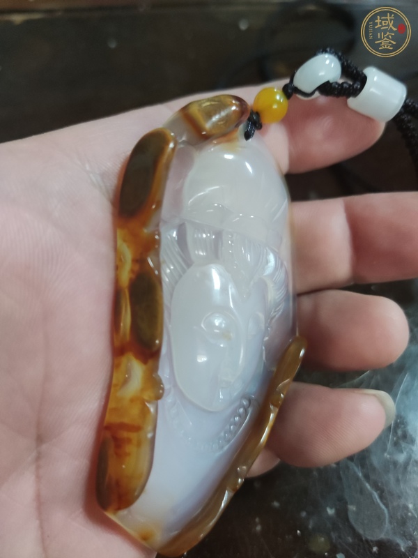 古玩玉器瑪瑙雕“觀音”掛件真品鑒賞圖