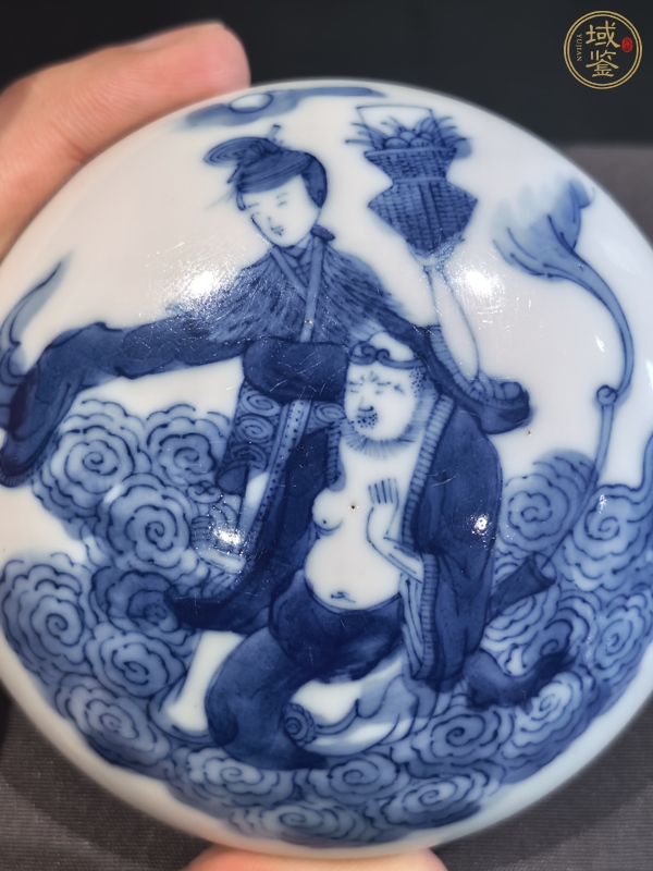 古玩陶瓷青花八仙人物印盒真品鑒賞圖