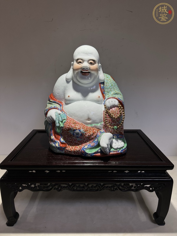 古玩陶瓷粉彩彌勒笑佛真品鑒賞圖