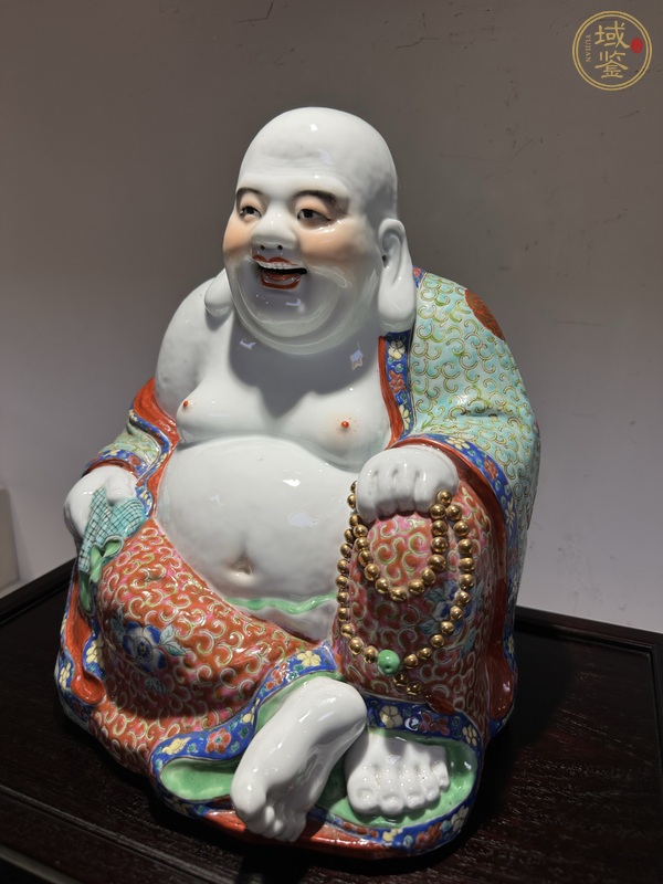 古玩陶瓷粉彩彌勒笑佛真品鑒賞圖