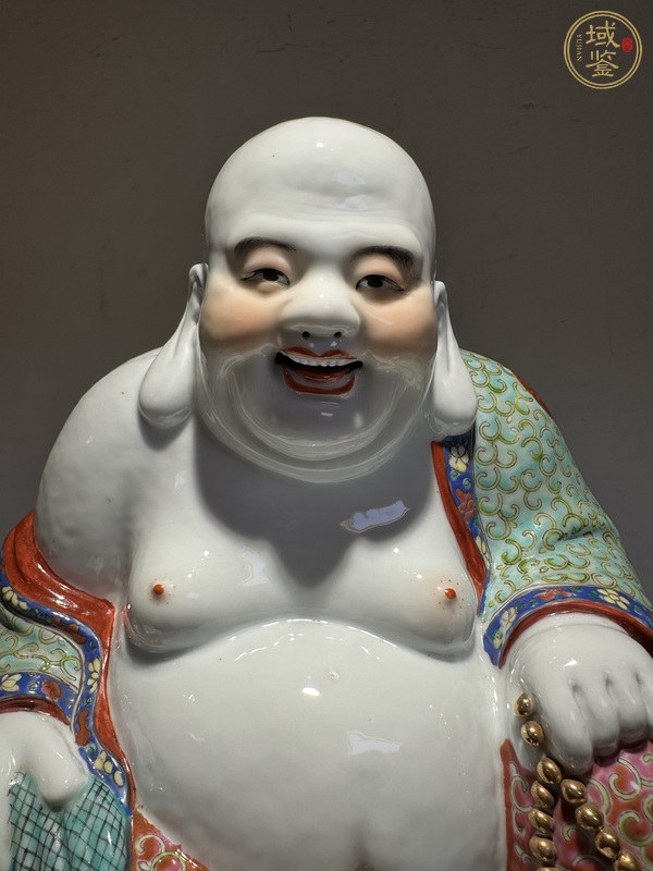 古玩陶瓷粉彩彌勒笑佛真品鑒賞圖
