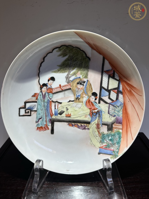 古玩陶瓷粉彩人物故事臥盤真品鑒賞圖