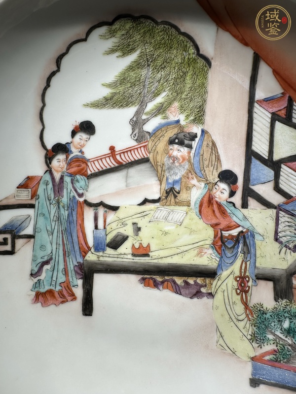 古玩陶瓷粉彩人物故事臥盤真品鑒賞圖
