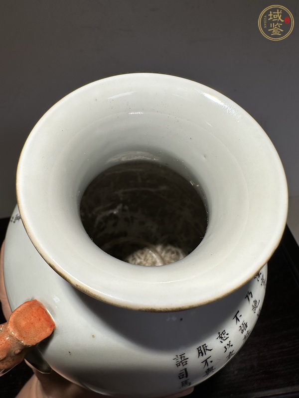 古玩陶瓷粉彩人物故事雙耳尊真品鑒賞圖