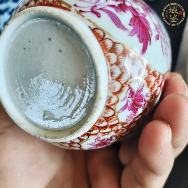 古玩陶瓷胭脂紅廣彩蓋缸真品鑒賞圖