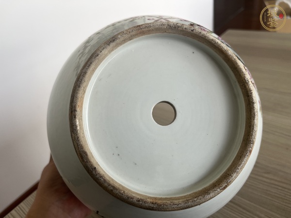 古玩陶瓷粉彩花鳥詩文花盆真品鑒賞圖