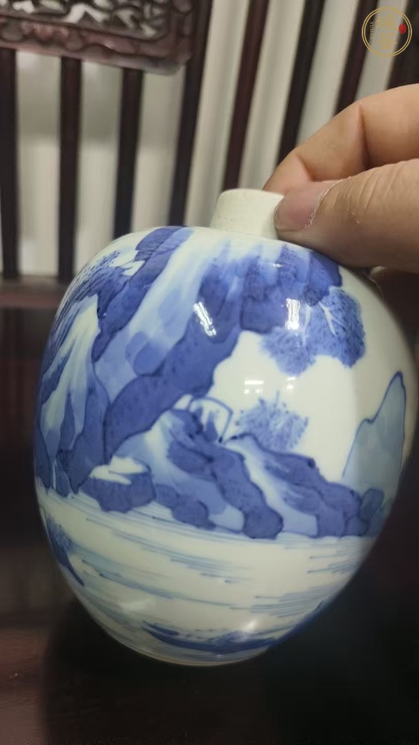 古玩陶瓷青化山水罐真品鑒賞圖