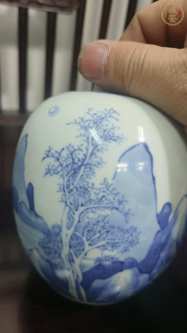 古玩陶瓷青化山水罐真品鑒賞圖