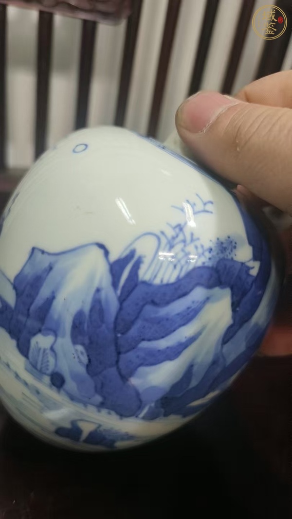古玩陶瓷青化山水罐真品鑒賞圖