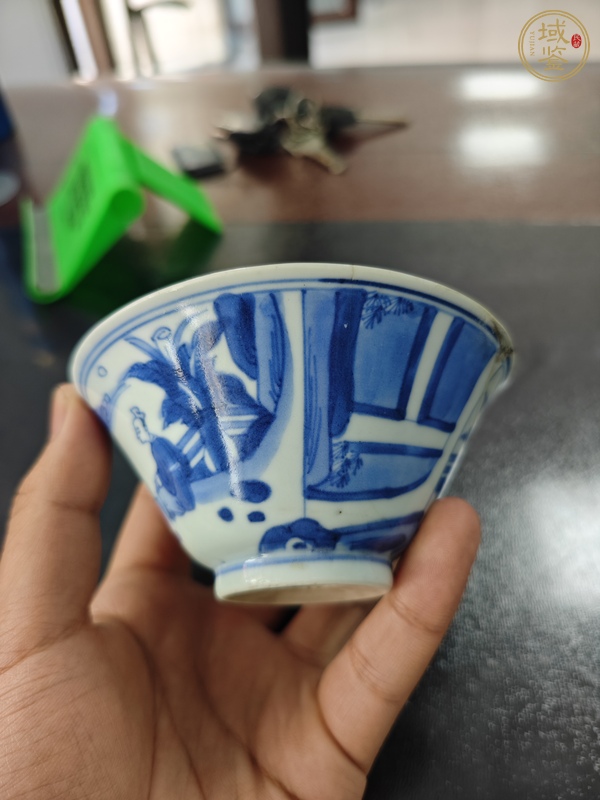 古玩陶瓷青花人物故事紋斗笠杯真品鑒賞圖