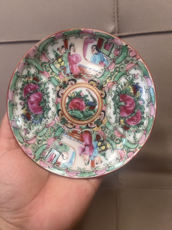 古玩陶瓷晚清 全品 香港底款廣彩人物故事紋盤(pán)拍賣(mài)，當(dāng)前價(jià)格458元