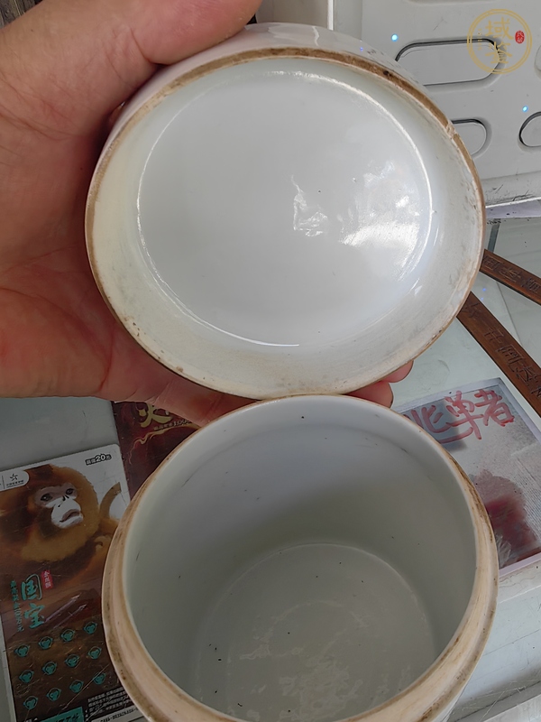 古玩陶瓷粉彩無雙譜蓋缸真品鑒賞圖