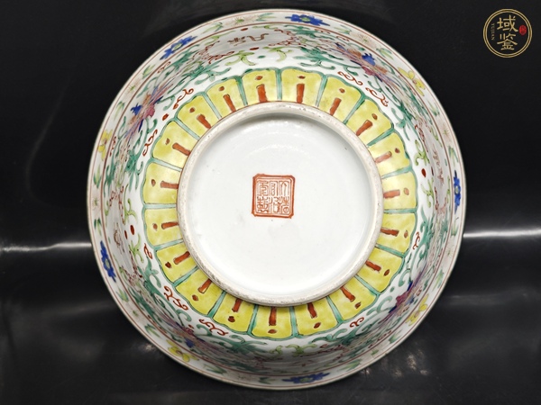古玩陶瓷粉彩花卉吉祥如意大碗真品鑒賞圖