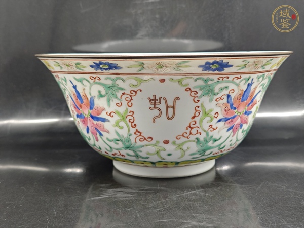 古玩陶瓷粉彩花卉吉祥如意大碗真品鑒賞圖