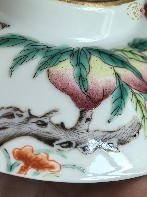 古玩陶瓷粉彩九桃蓋碗真品鑒賞圖