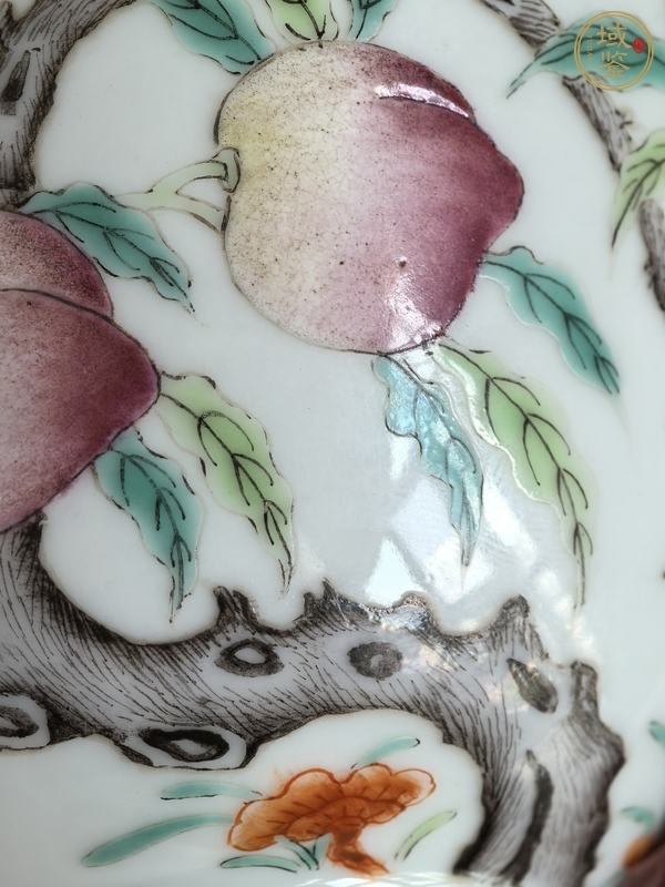 古玩陶瓷粉彩九桃蓋碗真品鑒賞圖
