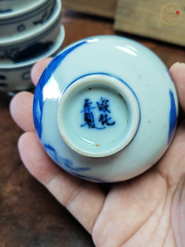 古玩陶瓷青花山水人物杯真品鑒賞圖