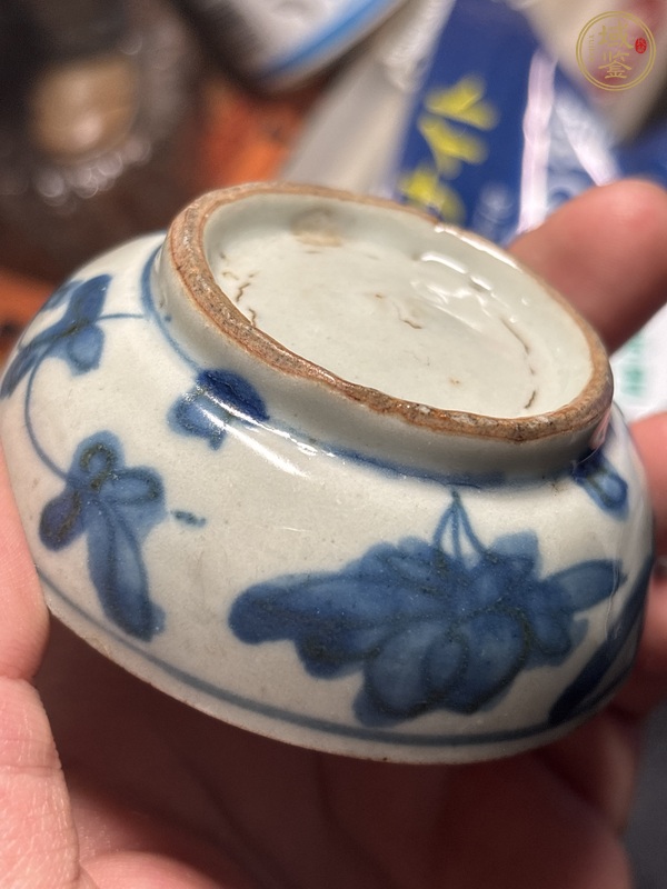 古玩陶瓷青花滿池矯紋粉盒真品鑒賞圖