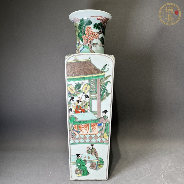 古玩陶瓷五彩方瓶真品鑒賞圖