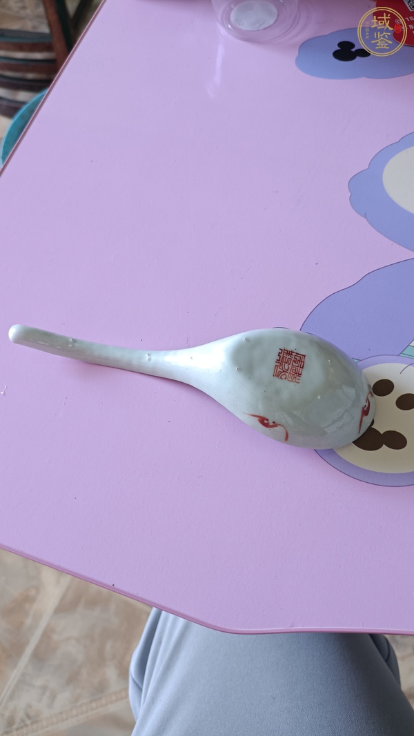 古玩陶瓷粉彩八寶紋調羹真品鑒賞圖