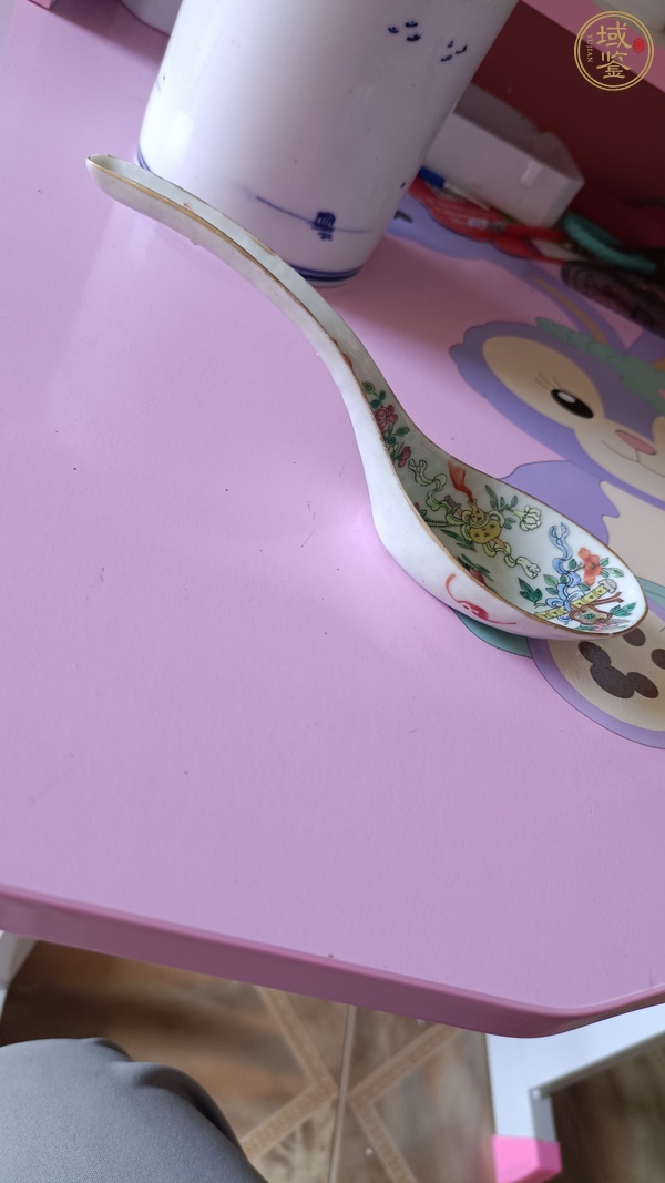 古玩陶瓷粉彩八寶紋調羹真品鑒賞圖