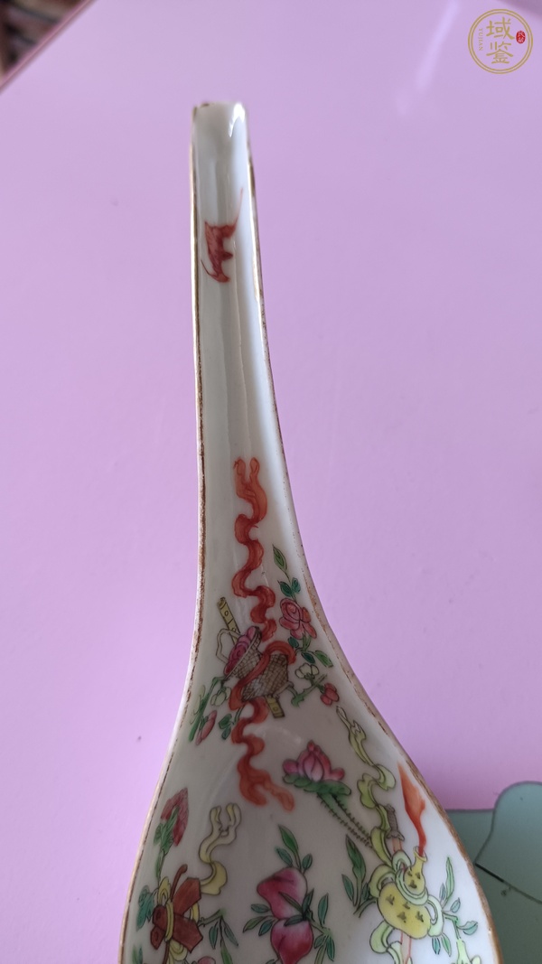 古玩陶瓷粉彩八寶紋調羹真品鑒賞圖