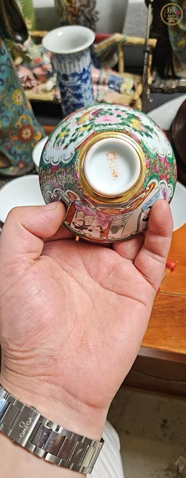 古玩陶瓷花鳥紋廣彩杯真品鑒賞圖