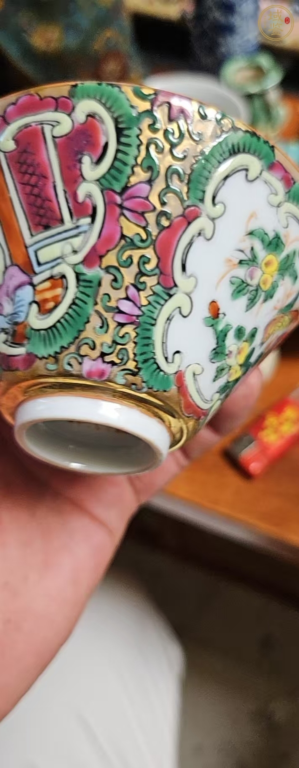 古玩花鳥紋廣彩杯真品鑒賞圖
