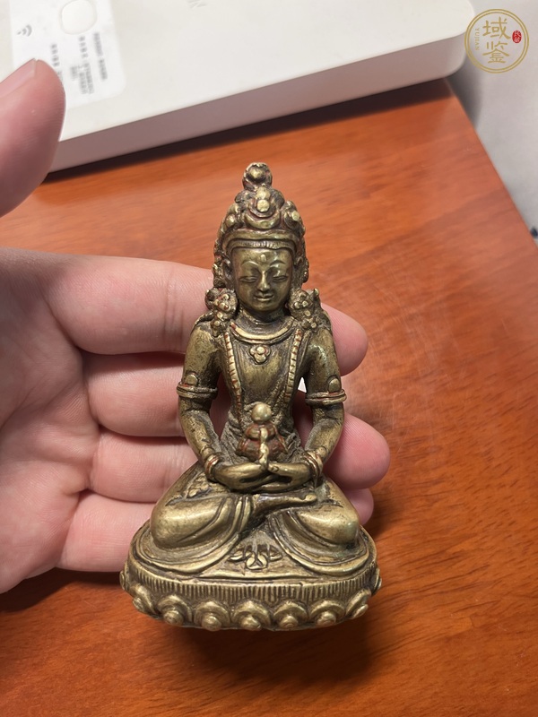 古玩銅鎏金無量壽佛寸佛真品鑒賞圖