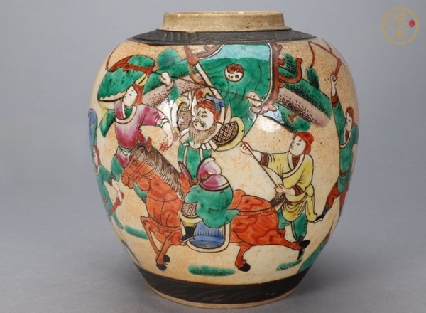古玩陶瓷哥釉五彩罐真品鑒賞圖