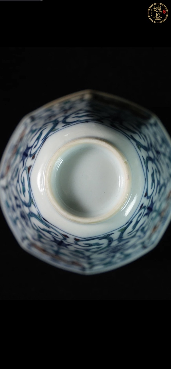 古玩陶瓷清中期 青花吉祥如意杯真品鑒賞圖