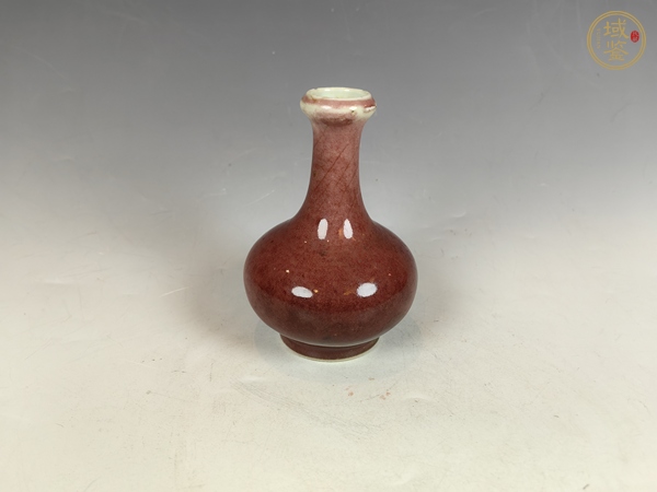 古玩陶瓷晚清豇豆紅釉賞瓶真品鑒賞圖