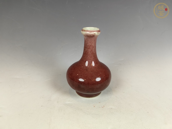 古玩陶瓷晚清豇豆紅釉賞瓶真品鑒賞圖