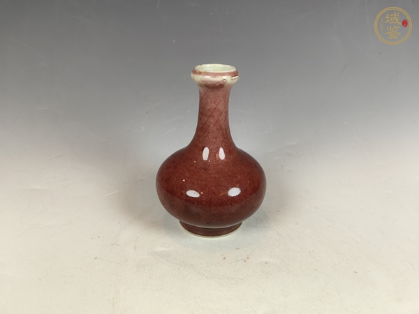 古玩陶瓷晚清豇豆紅釉賞瓶真品鑒賞圖
