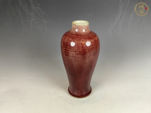 古玩陶瓷清中郎窯紅釉梅瓶真品鑒賞圖