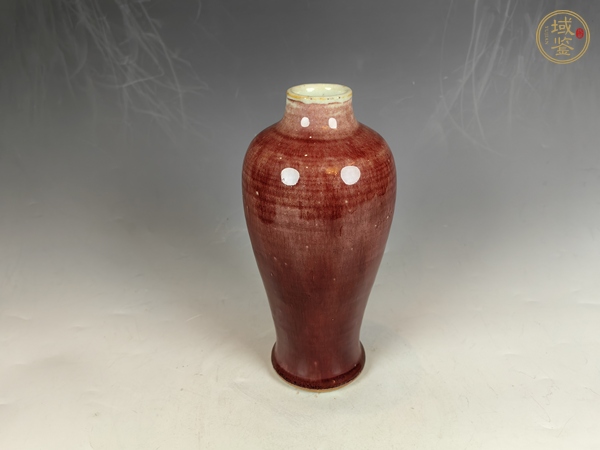 古玩陶瓷清中郎窯紅釉梅瓶真品鑒賞圖